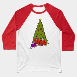 Rat with Candy Cane and Christmas Tree Baseball T-Shirt